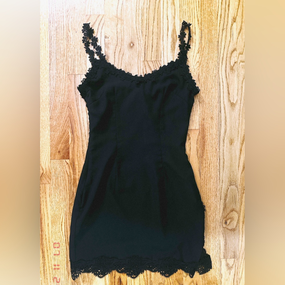 Superdown Black lace mini dress